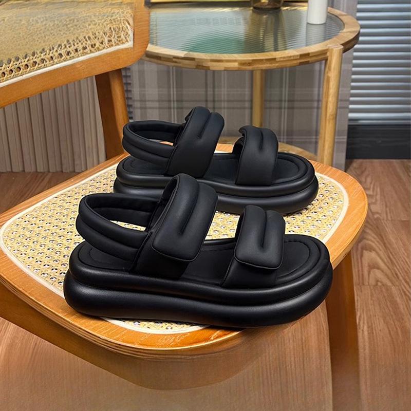 Stepping on shit sandals women's summer wear 2025 new Velcro Roman shoes thick sole heightening outer wear beach sandals