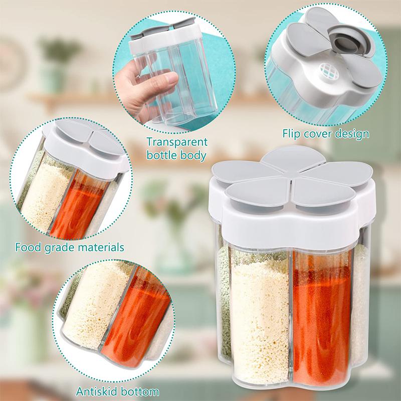 Creative 5 In 1 Seasoning Jar Household Moisture-Proof Spice Rack Outdoor Camping Seasoning Bottle Kitchen Gadget