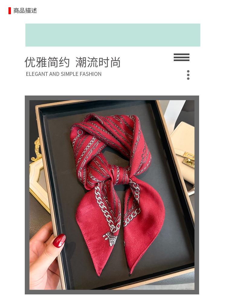 Spring and Summer Versatile Herringbone Pattern Cotton and Linen Small Square Scarf Silk Scarf Imitation Velvet Headscarf Shawl Sun Protection Scarf W