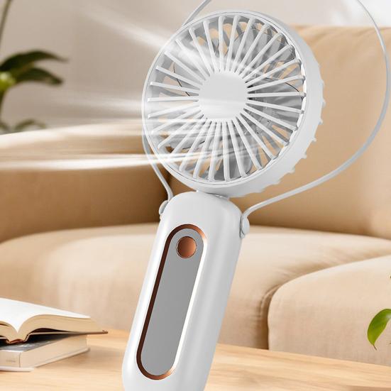 Handheld Fan with Folding Handle 6 Speed Strong Wind Hanging Neck Fan Portable Travel Outdoor Summer Small Personal Desk Fan