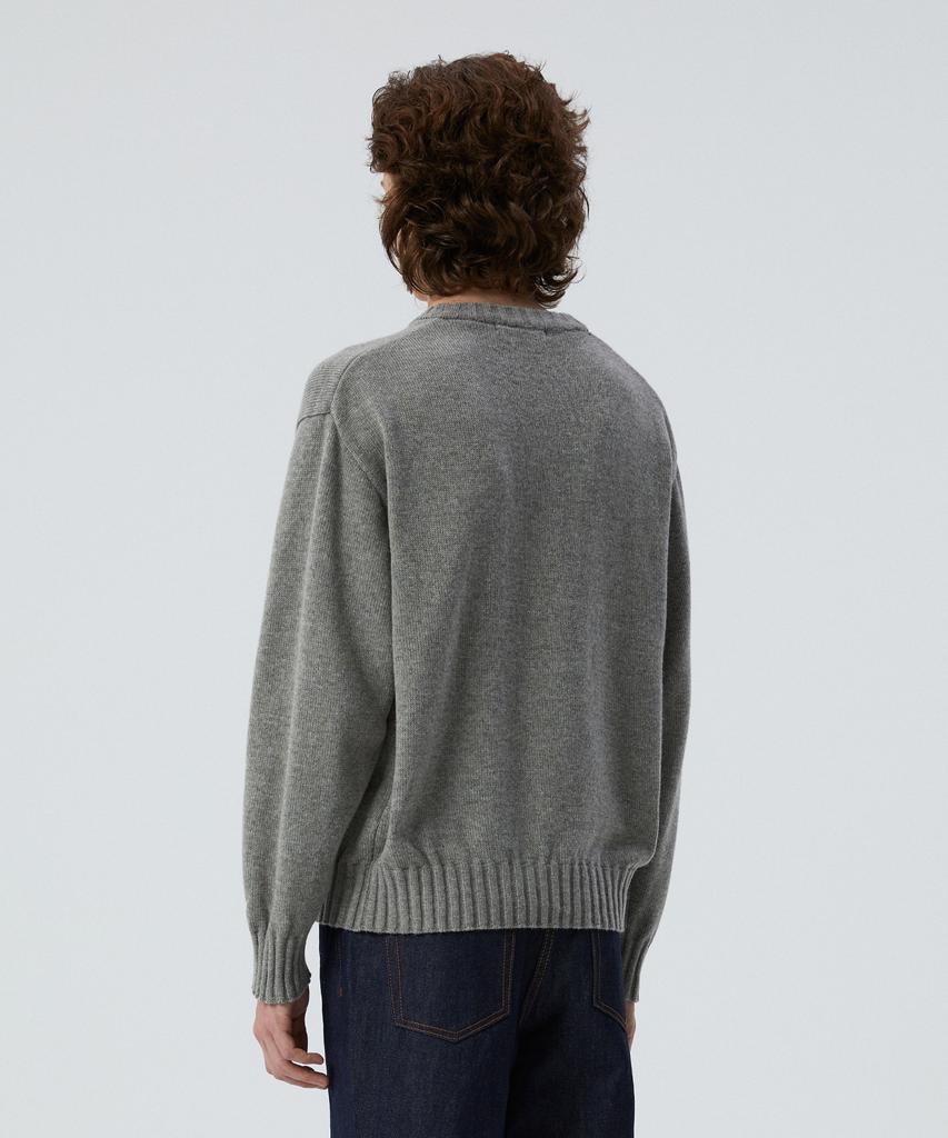 KNITTED Cashmere Wool Pocket Round Knit Grey