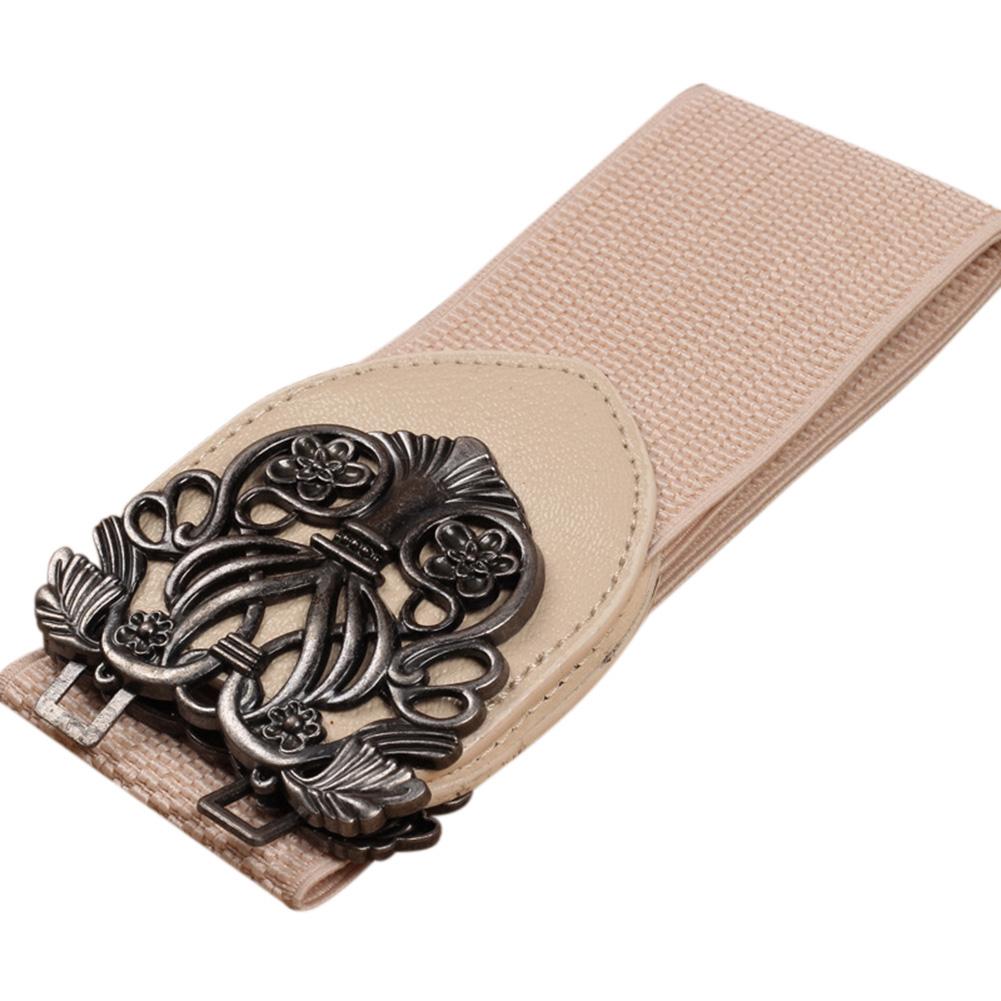 Women Fashion Elastic Wide Waistband Simple Leather Belt Decoration