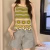 Hollow Flower Embroidery Knitted Crochet Camisole Summer Women's Retro Ethnic Design Tassel Short Top