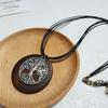 New Retro New Chinese Style Cotton and Linen Hollow Accessories Wooden Leaf Long Necklace Women's Necklace