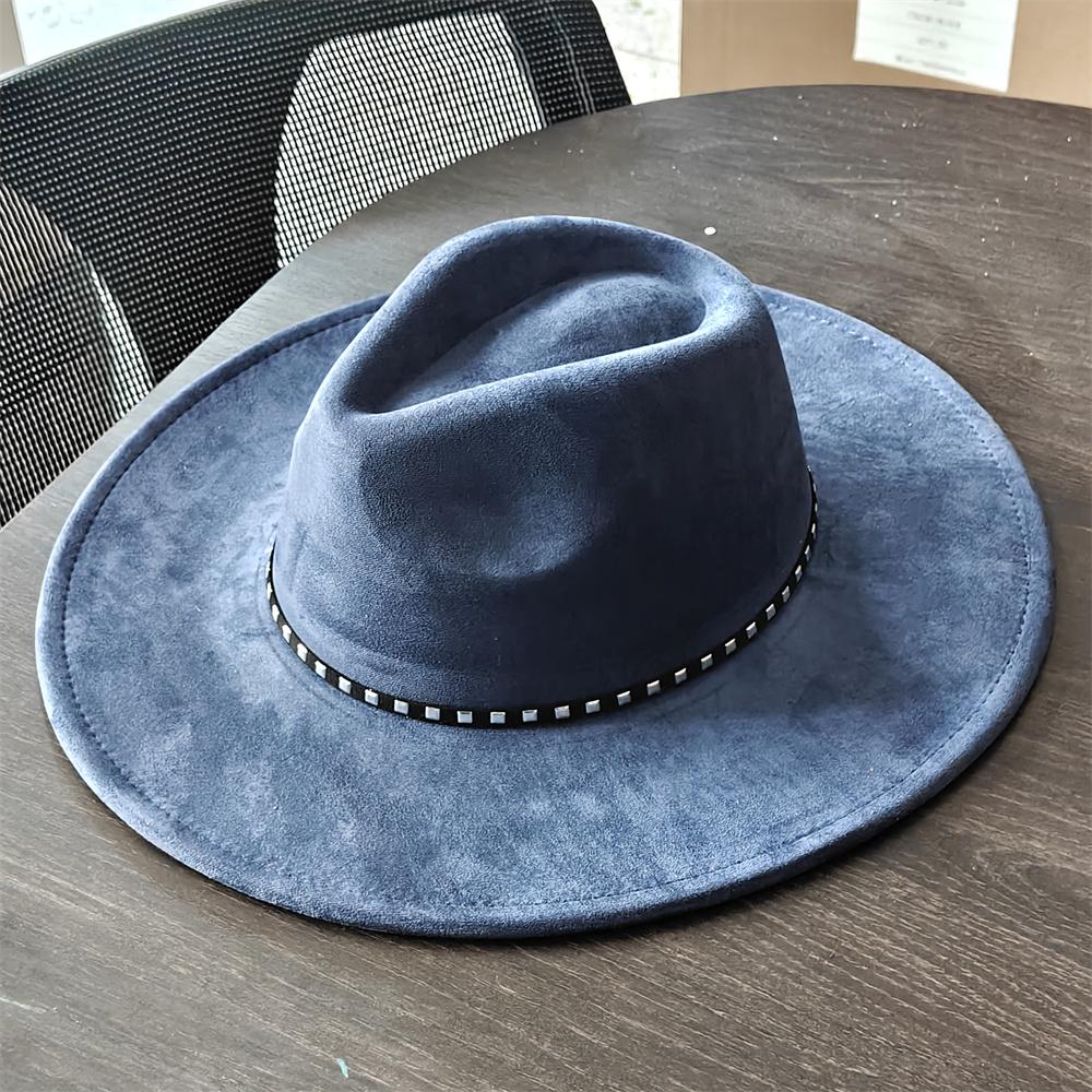 Winter Suede Wide-brimmed Fedora Hat for Women and Men Church Jazz Cap Panama Felt Hat Outdoor Windproof Hat Wholesale