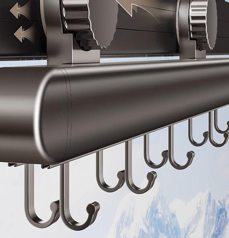 Invisible Retractable Folding Drying Rack with No-Punch Suction Cup for Balcony