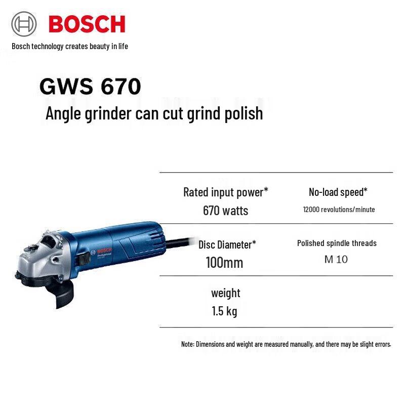 Bosch GWS670 Angle Grinder CN plug (adapter included)
