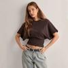 Fashion Design Sense Round Neck Pullover Short-sleeved T-shirt Women, Summer New Style Simple and Versatile Solid Color Loose Top