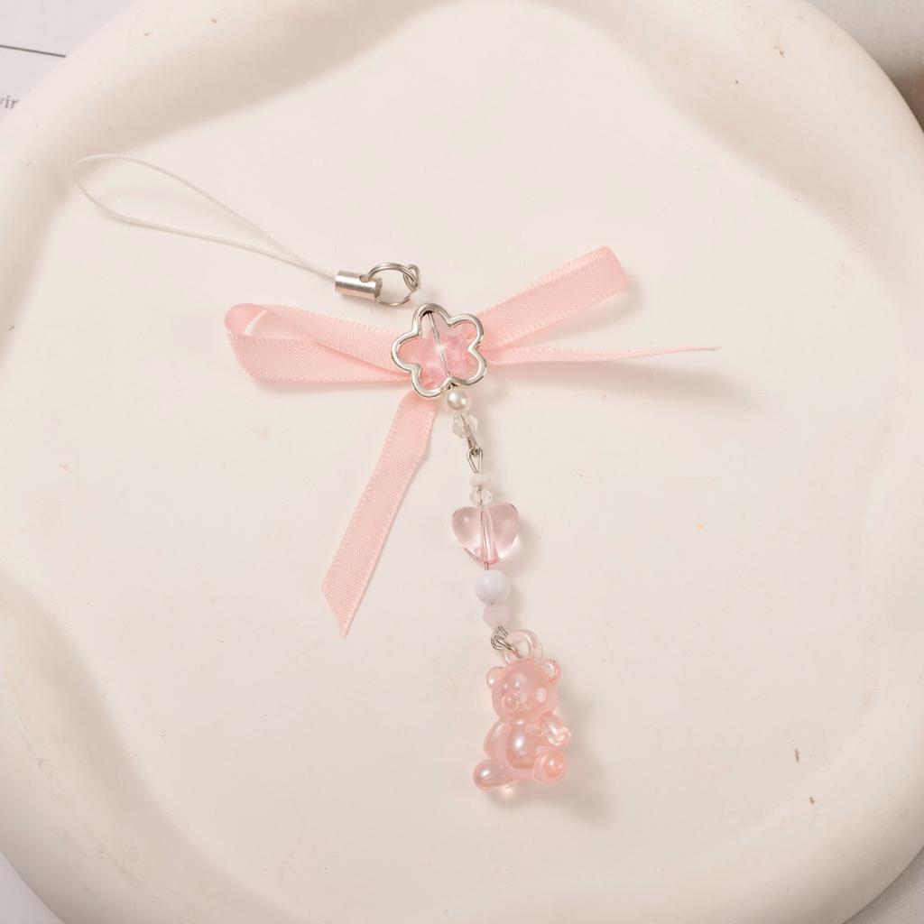 New sweet girl heart pink bear mobile phone chain goben pendant bag buckle mobile phone chain lanyard ornament