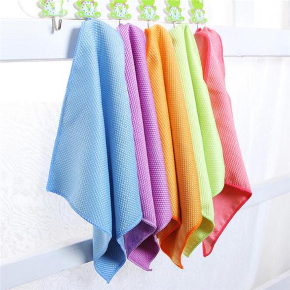 Household Cleaning Cloth Plain Fish Scale Rag Absorbent Cleaning Towel