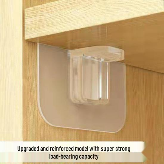 Multi-layer Adhesive Wall-Mount Storage Rack with Transparent Hooks for Bathroom