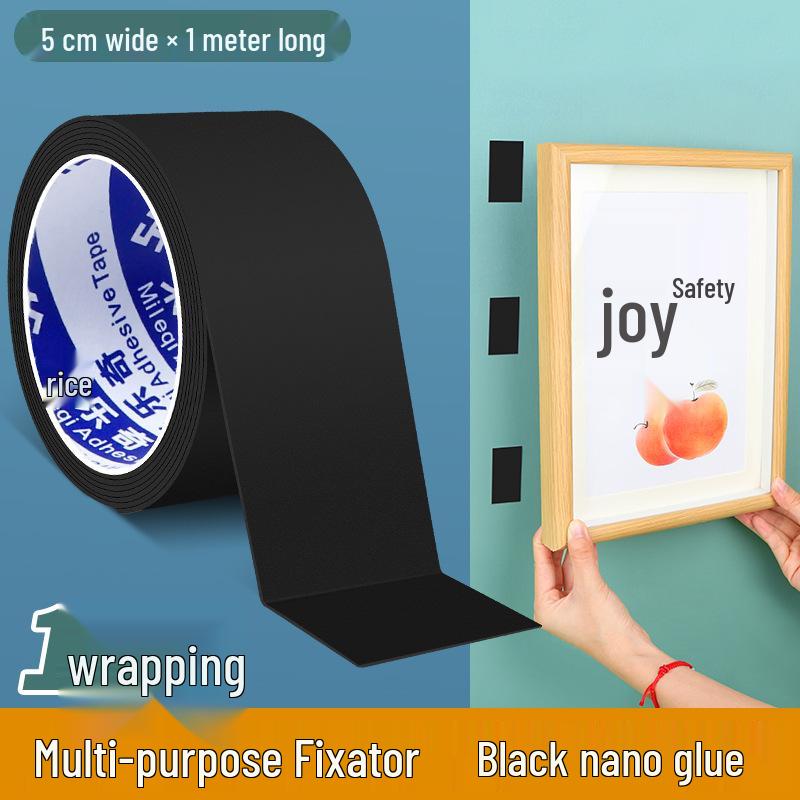 Black Double-Sided Nano Tape - No Trace, Strong Adhesion for Photo Frames & Wall Decorations
