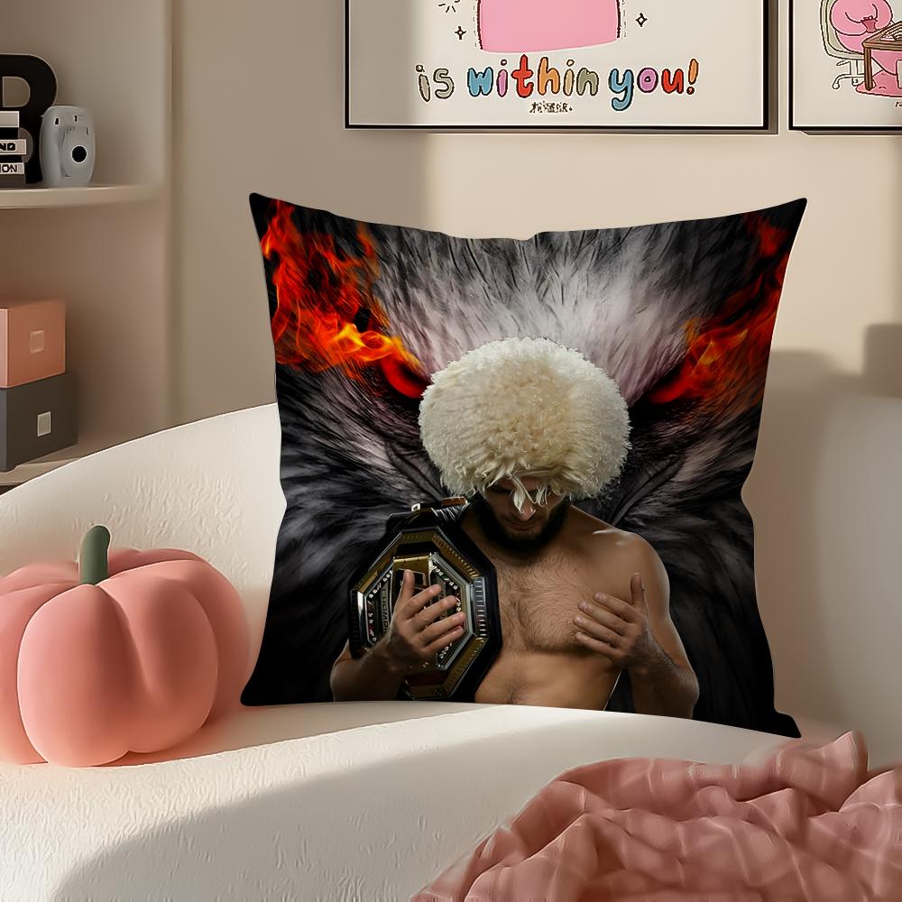 UFC Fighter Star KKhamzat Chimaev Cushion Cover Pillowcase Short Plush Invisible Zipper Room Sofa Cushion Cover