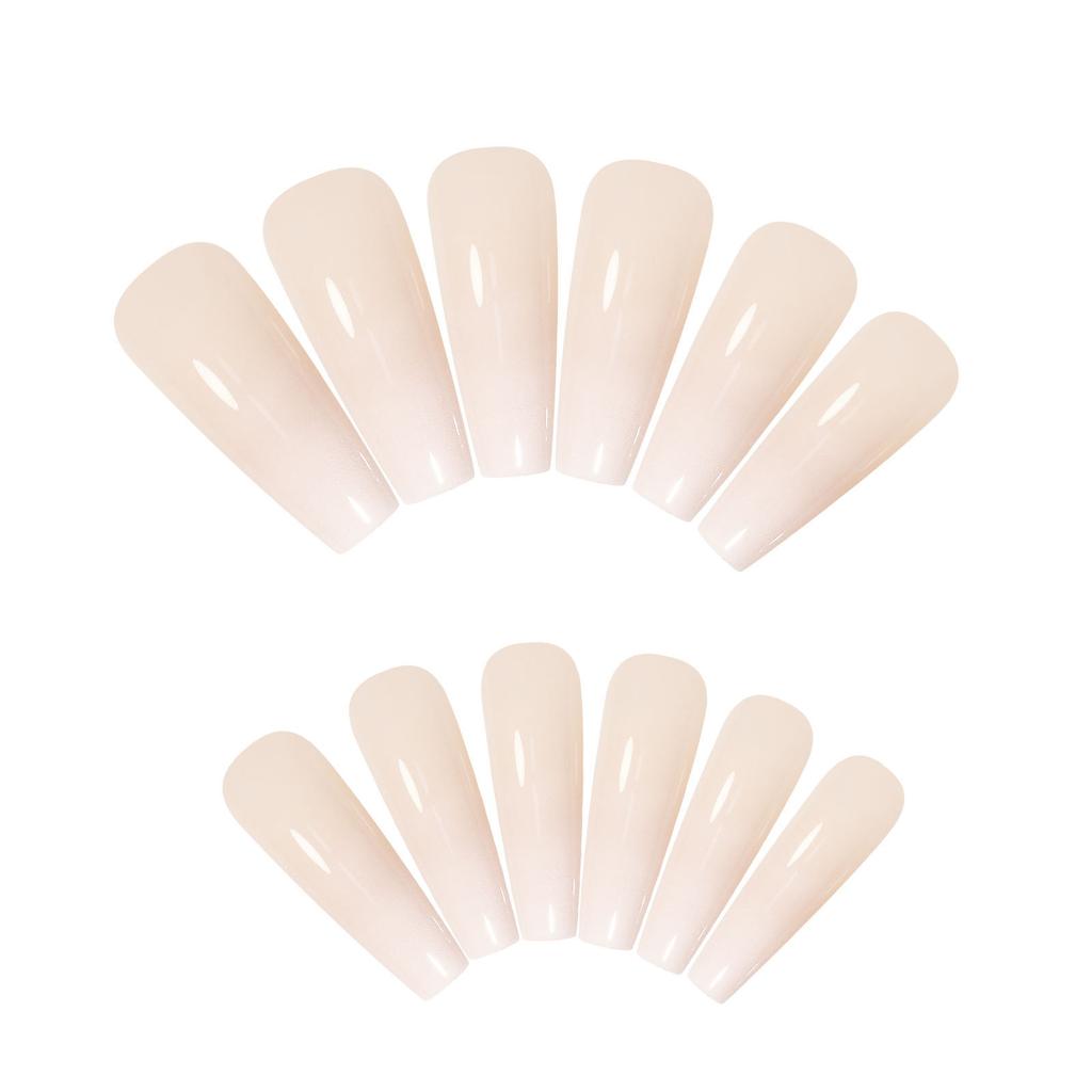 Jelly Gum Fake Nails with Skin Tone Gradient, Ballet Water Drops, Various Nail Tablets, Nail Art Patches, Wear Nail Box Packaging