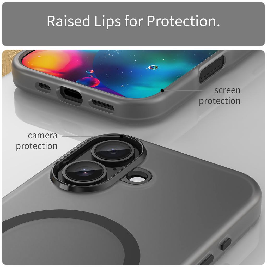 For iPhone 17 Case Compatible with MagSafe TPU+PC Slim Matte Translucent Phone Cover