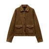 Spring New Arrival Retro Work Clothing Loose Suede Texture Effect Long Sleeves Lapel Jacket 4344622