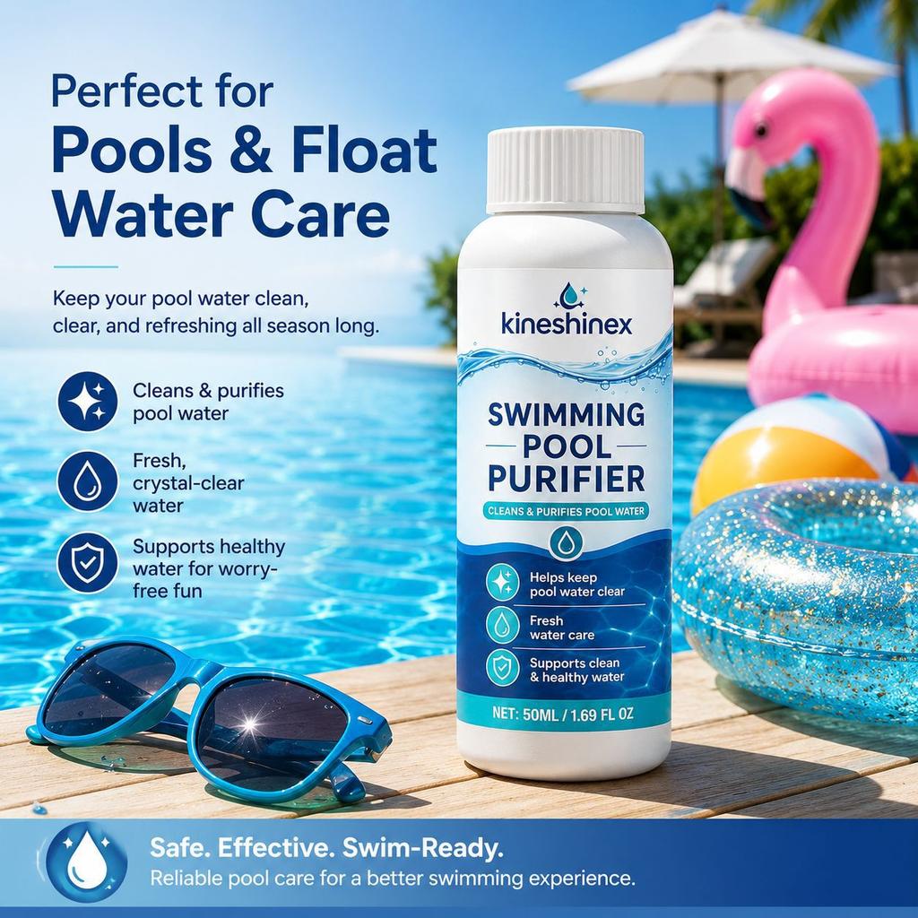 Purificatore Acqua Piscina 50ml, Chiarificante Piscina, Mantiene l'Acqua Cristallina, Cura Estiva per Piscine e Spa all'Aperto