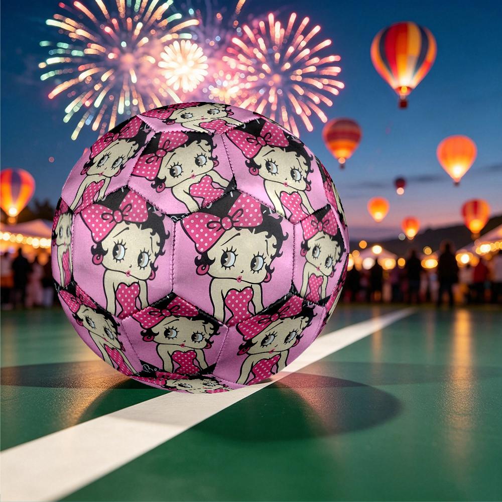 1pc Betty Boop Design Soccer Ball, Standard Football Size 5 for Training Competition Outdoor Sports, Unique Present