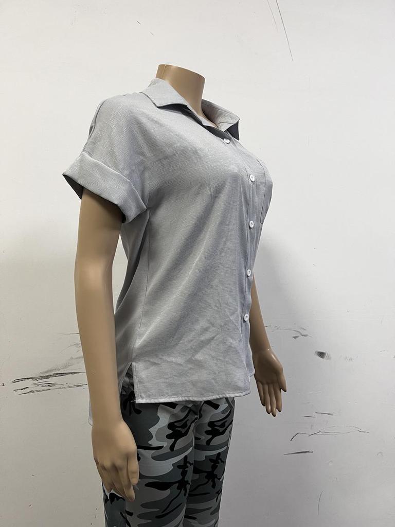2025 Spring/Summer Women's Chiffon Pocket Button Short Sleeve Shirt - European and American Style Hot Item