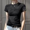 Women's Ribbed Crew Neck T-Shirt Slim Fit Short Sleeve Top