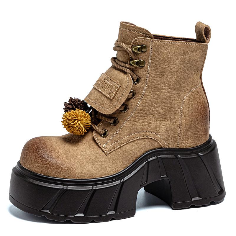 

Ботинки Мартина с внутренней высотой, увеличивающей рост, женская обувь, осень и зима, новые кожаные ботинки 10 см, обувь на платформе, повседневная обувь, короткие ботинки, тренд A5037 39 хаки