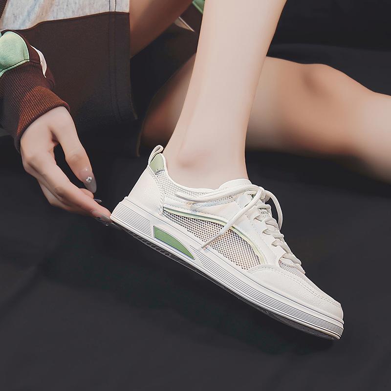 Женская белая обувь лето новая универсальная повседневная сетчатая обувь с вырезами — фото 3