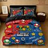 Super Mario Pattern Bedding Quilt Set Quilt Cover Pillowcase Home Birthday Gift(1 * duvet cover + 2 * pillowcase, without core)