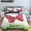 Butterfly Duvet Cover King Queen Size Animal Floral Bedding Set for Teens Adults Beautiful Flower 23pcs Polyester Quilt Cover