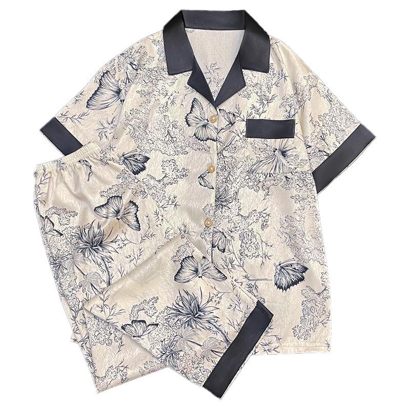 Women's Floral Silk Pajamas - Long-Sleeved, Thin & Stylish Korean Homewear for Spring/Autumn