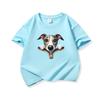 Kids Cotton T Shirt Adorable Whippet Dog Zipper Print Crew Neck Short Sleeve Tee Casual Breathable Boys Girls Summer Tops