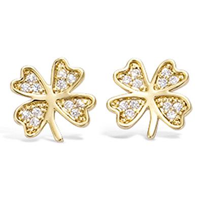[N5318] - Gold Plated Earrings 'Clovers' White Gold - 10x10 Mm