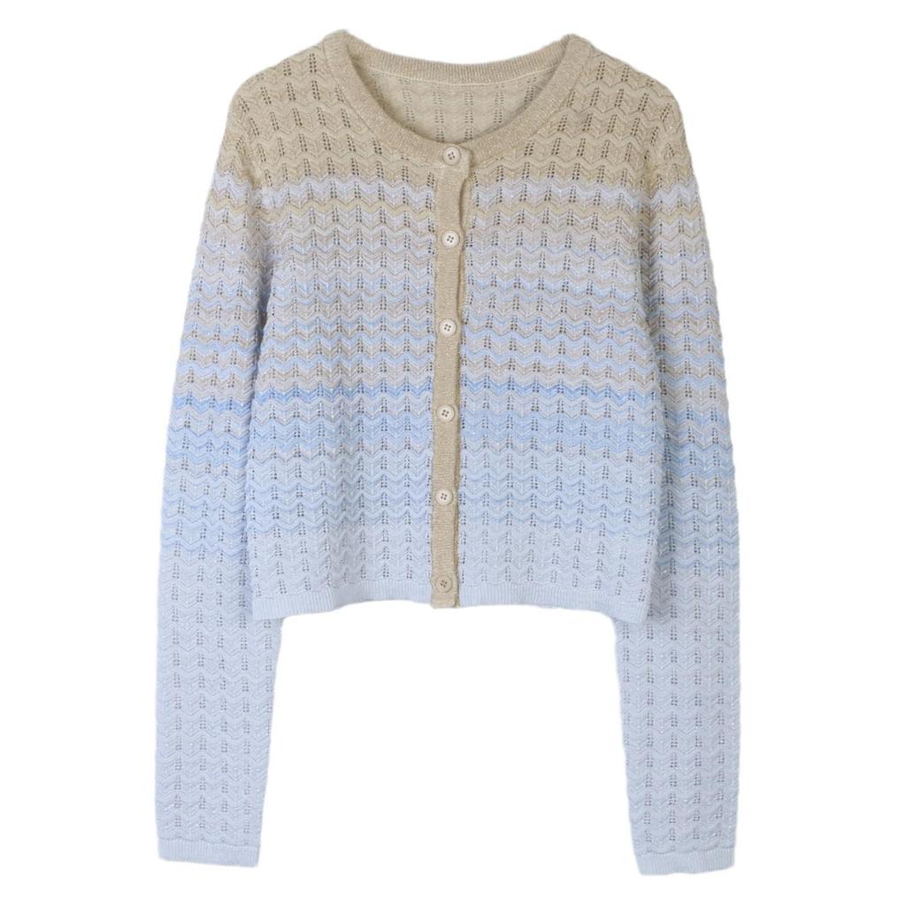 S Family Women's French Sweet Wave Striped Knitted Cardigan Vest Dress for Spring/Summer