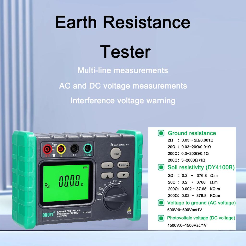 High Accurancy Digital Grounding Resistance Tester Multi-Gear Ground Resistance Tester Voltage Meter Megohmmeter Voltmeter