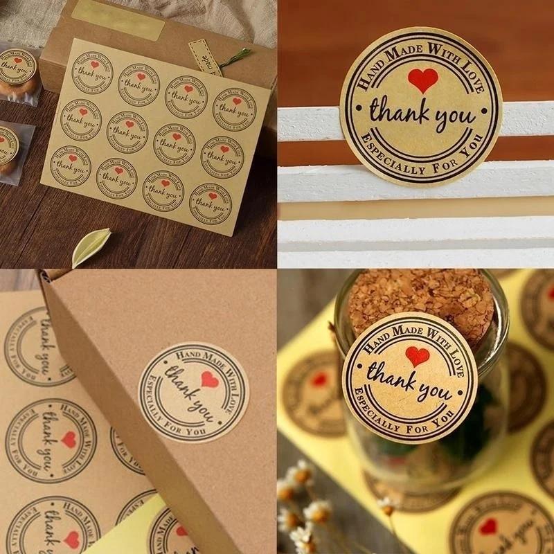 10pcs Kraft Paper Love Baking Seal Paste Packaging Labels Decorative StickersMinimalist and Beautiful Suitable for All Occasions