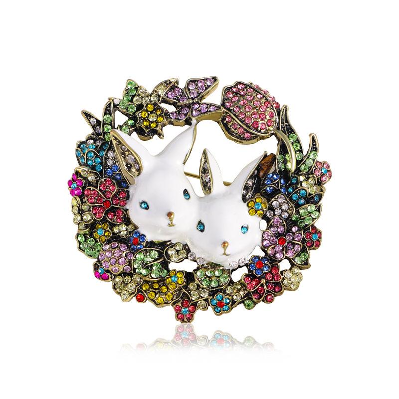 

Средневековая винтажная ретро литературная брошь в виде кролика, тяжелая промышленность, полный горный хрусталь, маленькая белая брошь в виде кролика, аксессуары для пальто, корсаж