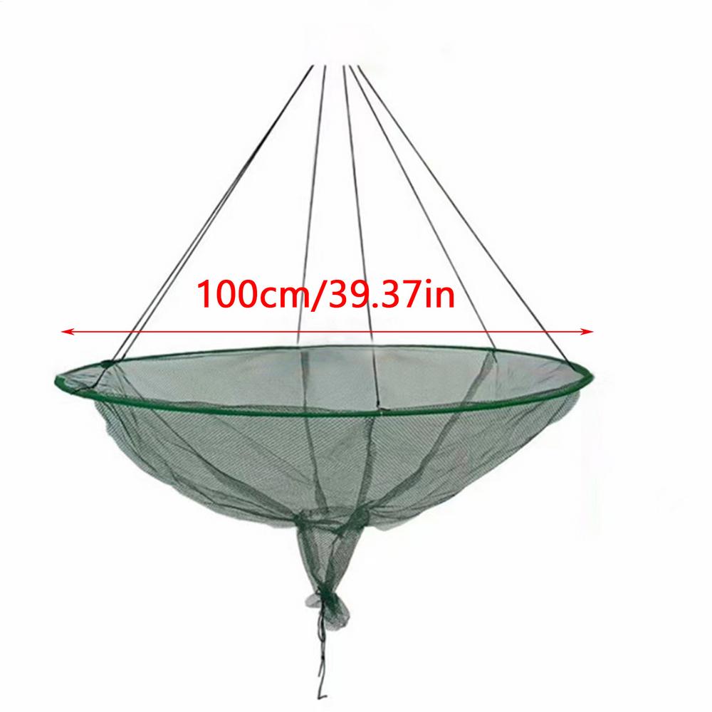 100/80CM Large Round Folding Drop Fishing Net Shrimp Catcher Tank Casting Network Fish Eels Trap Cage Prawn Bait Crab Netting