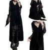 Damen Renaissance Gotisches Spitzen Kapuzen Maxikleid Langes Kleid Mit Glockenärmeln Für Halloween Kostüm