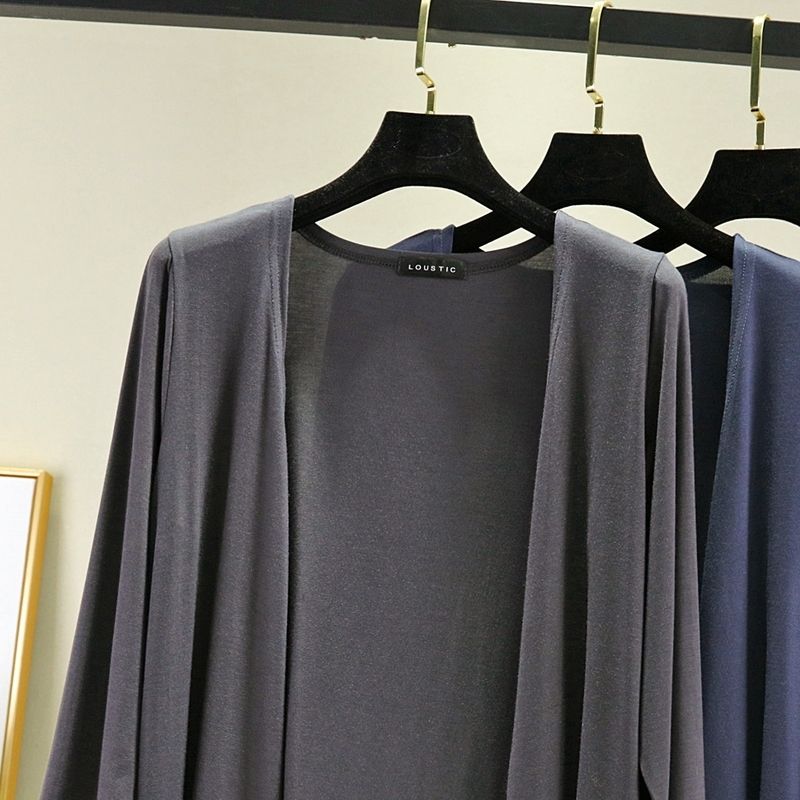 Thin Modal Coat Women's Summer Loose Clothes Versatile Casual Top Long Sleeve Knitted Air Conditioning Cardigan Sunscreen Clothes