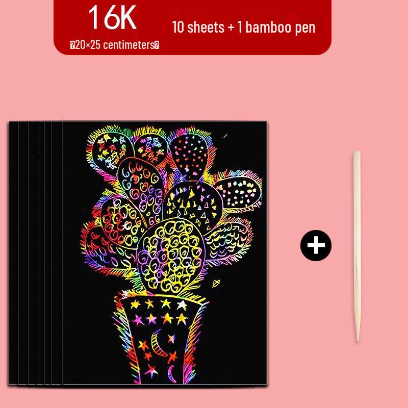 4K Scratch Art Paper Kit: Colorful DIY Graffiti & Drawing Set for Kids, Black Paper for Kindergarten Creative Projects