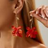 Salircon Vintage Exquisite Oil Drop Petal Flower Pendant Earrings Women Exaggerated Metal Long Tassel Earring  Trend Jewelry