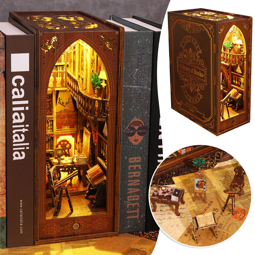 

DIY 3D Books Nooks Kits With Warm Light Multifunctional Assembly Model Decor For Bookshelf China Mainland
