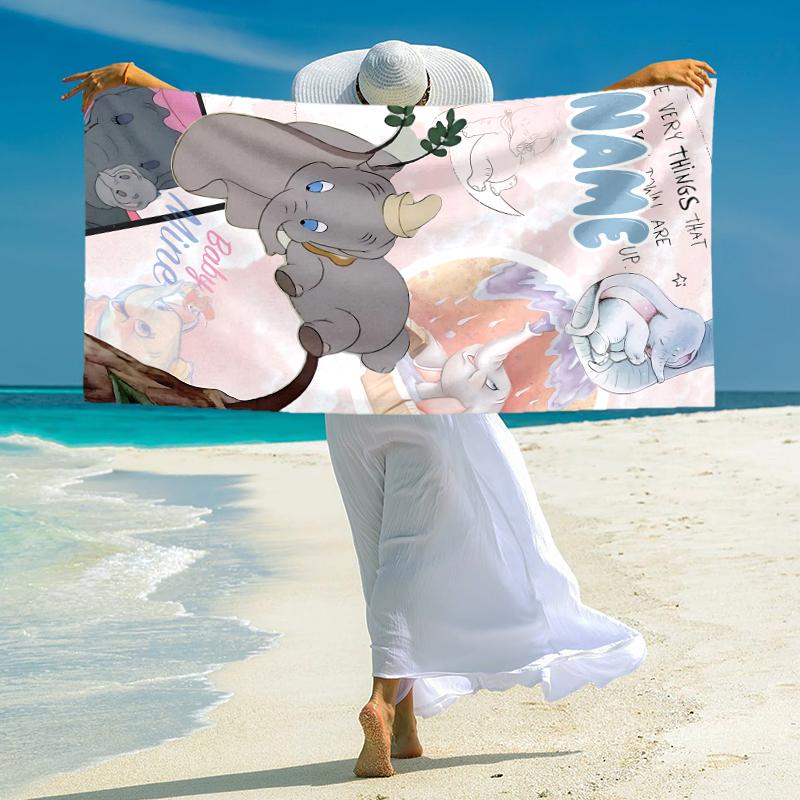Personalized "Baby Dumbo Adventure" Beach Towel Microfiber Beach Towel Thin Absorbent for Beach Swimming Yoga Bath Sports. 0910320
