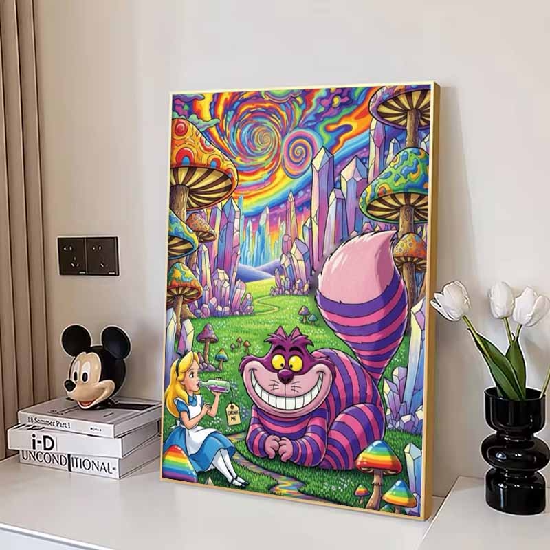 Disney Pittura Diamante Fai da Te 5D Alice nel Paese delle Meraviglie Illustrazione Fantasy Mosaico Ricamato Punto Croce Decorazione per la Casa Regalo Artigianato