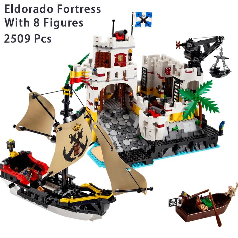 NEW Medieval Pirates Series Eldorado Fortress Fortress Pirate 8 figures 2509pcs Model Building Blocks BricksToys For Kids 10320