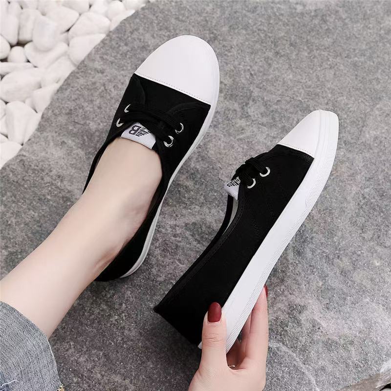 New low-top canvas shoes female student flat casual shoes sports casual board shoes lazy little white shoes