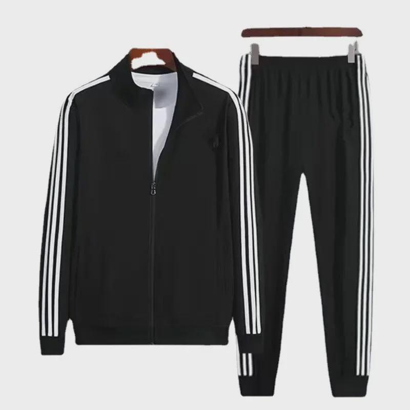 Men's and Women's Slim-Fit Sportswear: Stand-up Collar Running Suits, Versatile Two-Piece Sets for Spring and Autumn, Ideal for Couples.