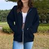Women's Fashion Casual Long Sleeve Solid Color Hooded Sweatshirt Tops