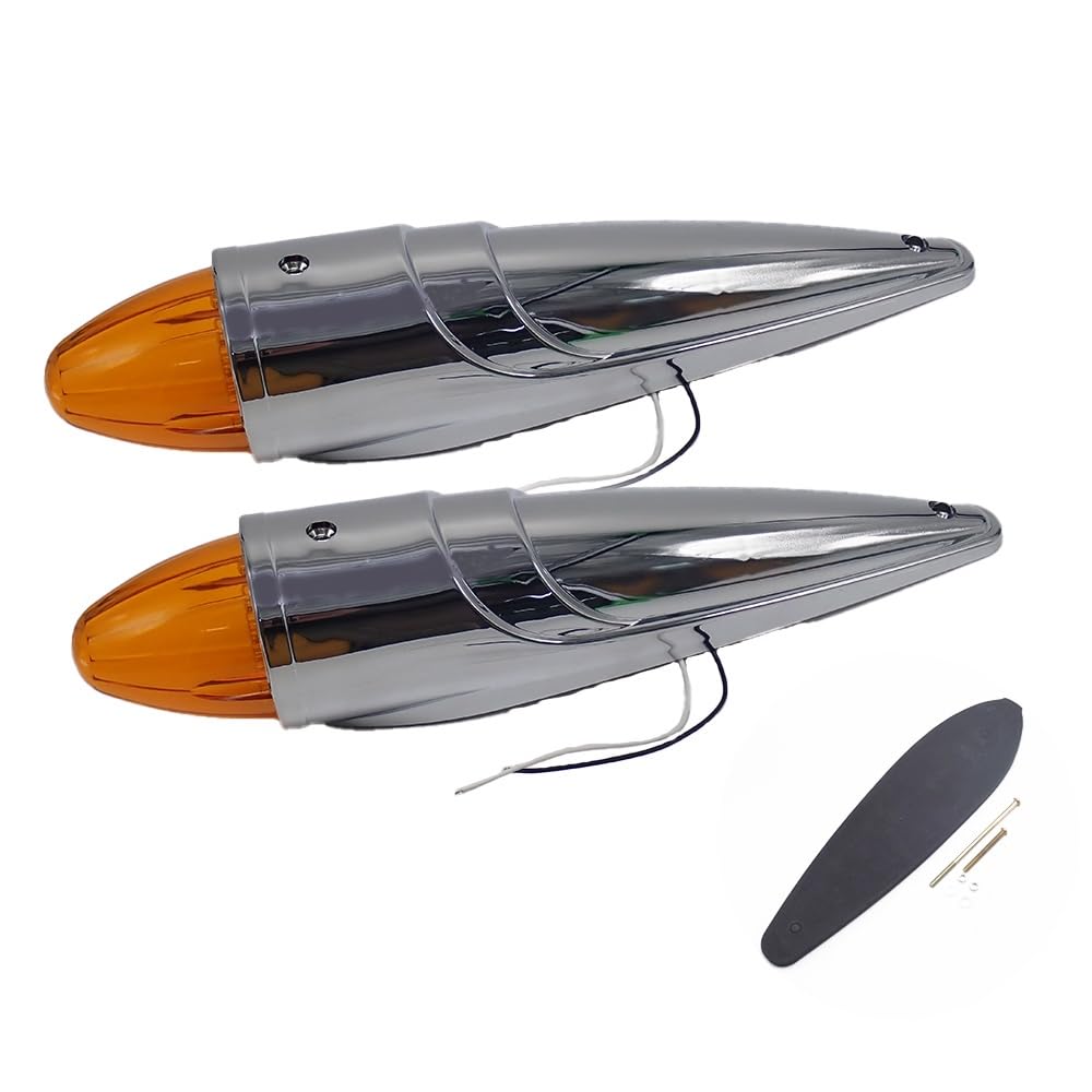 Wellvie Classy 39cm Long 17 LED Rocket Marker Set of 2 24V Catfish Marker Plated Parts for Truck Customization