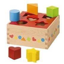 Scatola delle forme in legno Goki Simply - 5 cubi per imparare a usare le manine chiaro