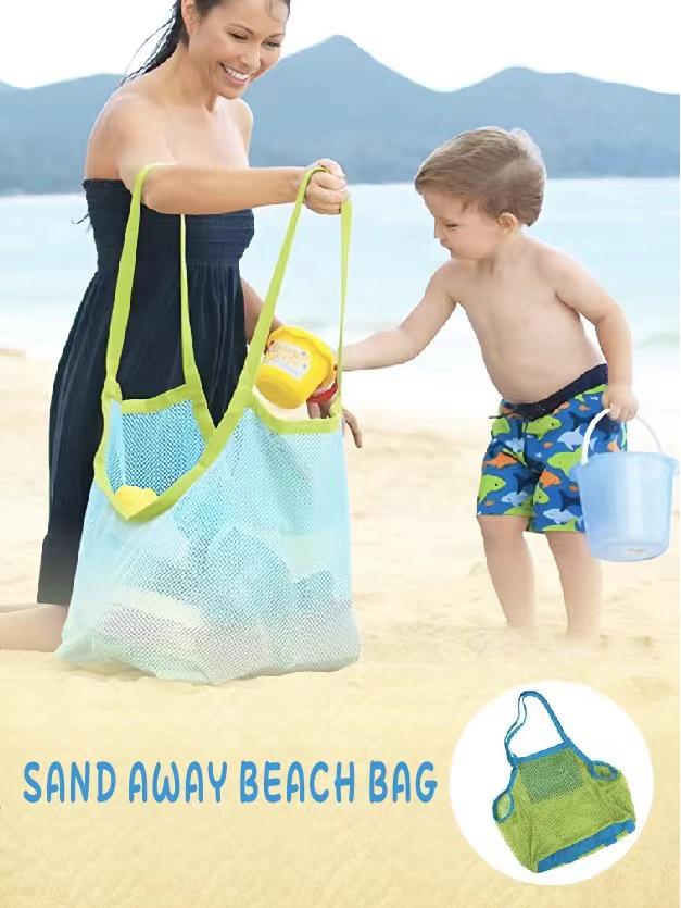 Foldable Mesh Beach Bag for Kids' Outdoor Toys and Sand Tools